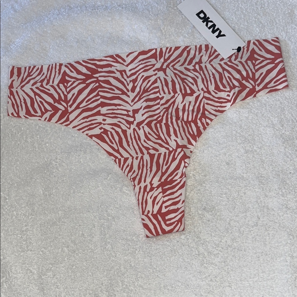 DKNY Pink and Cream Zebra-Print Bikini Bottoms